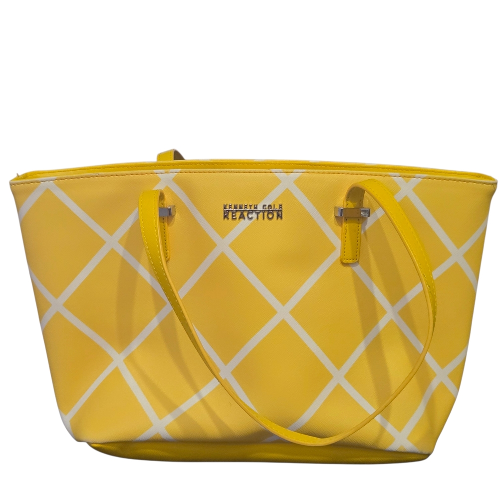 Kenneth Cole Reaction Yellow & White Tote Bag Large Purse